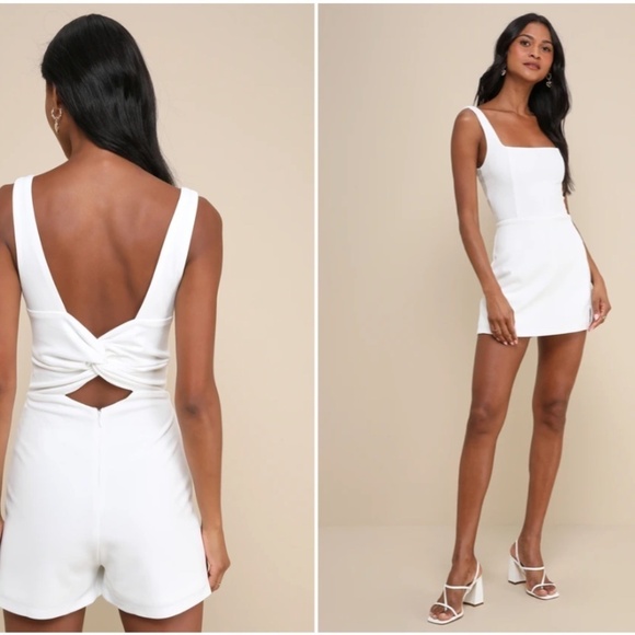 LULUS Bridal Bachelorette Engagement Bridal Shower Sexy Chic Honeymoon Romper - Picture 4 of 6